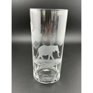 Queen Lace Crystal "Kenyan African" 5.5" Highball Glass- Elephant- 1960s